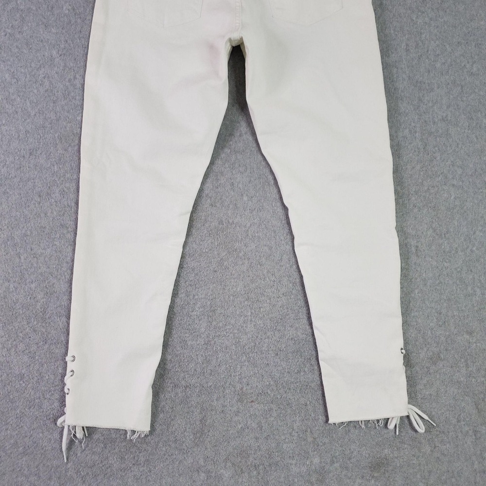 Levis 711 Ankle Skinny Jeans Womens 16 W33 White Lace Up Hem Raw Crop Stretch - Picture 8 of 16